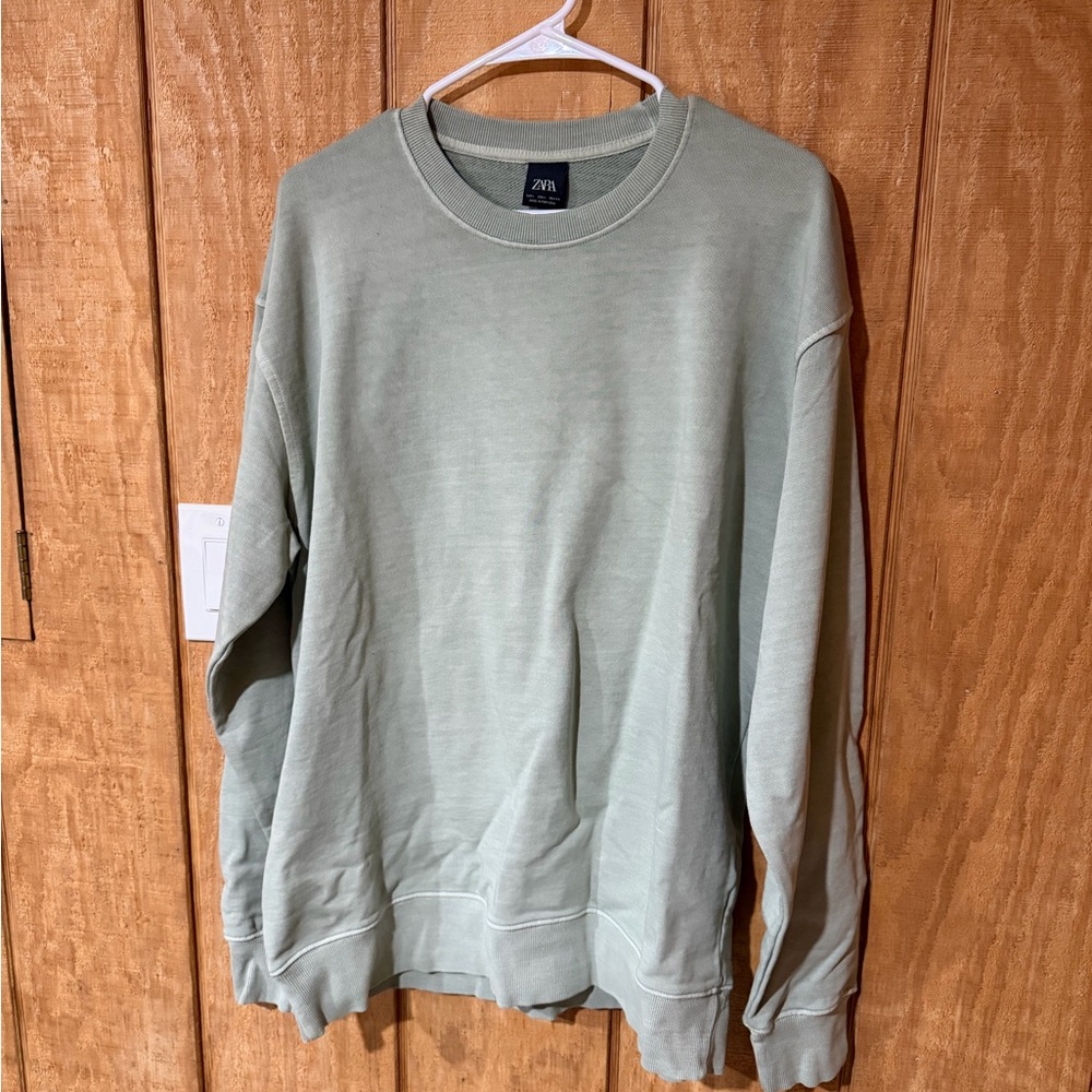 Zara Men's Sage Crewneck Sweater - Picture 1 of 6